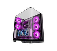 MARS GAMING MC-INFINIO, Caja Gaming ATX, Cristal Templado Curvado Sin Marco, 2X Ventiladores ARGB 120mm, Montaje Vertical de Tarjetas Gráficas, Soporte Refrigeración Líquida hasta 360mm, USB-C, Negro