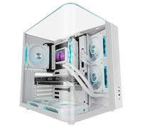 Mars Gaming MC-INFINIOLITE, Caja Gaming ATX, Cristal Templado Curvado Continuo Sin Marco, Panel Superior de Cristal, Estructura Doble Cámara, Soporte Refrigeración Líquida hasta 240mm, USB-C, Blanco