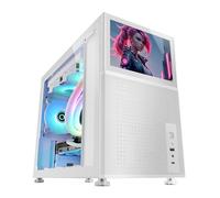 Mars Gaming MC-LCD White | Caja Micro ATX Mini Tower Pantalla LCD IPS 8'' Cristal Templado USB-C