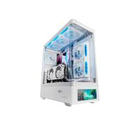 Mars Gaming MC-LCDPRO, Caja Gaming ATX, Pantalla LCD IPS 7.2" Personalizable, Cristal Templado Curvado Frontal y Lateral, Estructura de Doble Cámara, Soporte Refrigeración Líquida hasta 360mm, Blanco