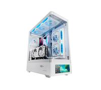 Mars Gaming MC-LCDPRO, Caja Gaming ATX, Pantalla LCD IPS 7.2" Personalizable, Cristal Templado Curvado Frontal y Lateral, Estructura de Doble Cámara, Soporte Refrigeración Líquida hasta 360mm, Blanco