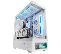 Mars Gaming MC-LCDPRO, Caja Gaming ATX, Pantalla LCD IPS 7.2" Personalizable, Cristal Templado Curvado Frontal y Lateral, Estructura de Doble Cámara, Soporte Refrigeración Líquida hasta 360mm, Blanco