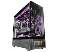 Mars Gaming MC-LCDPRO, Caja Gaming ATX, Pantalla LCD IPS 7.2" Personalizable, Cristal Templado Curvado Frontal y Lateral, Estructura de Doble Cámara, Soporte Refrigeración Líquida hasta 360mm, Negro