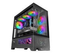 Mars Gaming MC-LCDX, Caja Gaming ATX, Pantalla IPS 9.16" Integrada y Conexión HDMI, Cristal Templado Continuo, Panel Inferior Full Mesh, Doble Cámara, Soporte Refrigeración Líquida hasta 360mm, Negro