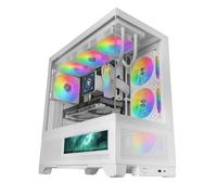 Mars Gaming MC-LCDX, Caja Gaming ATX, Pantalla IPS 9.16" Integrada y Conexión HDMI, Cristal Templado Continuo, Panel Inferior Full Mesh, Doble Cámara, Soporte Refrigeración Líquida hasta 360mm, Blanco