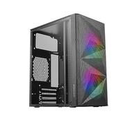 Mars Gaming MC-ME, Caja Gaming Compacta MicroATX, Ventana Lateral Completa Cristal Templado, Diseño Frontal Total-Mesh Geométrico, 2X Ventiladores FRGB 120mm, Negro