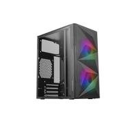 Mars Gaming MC-ME, Caja Gaming Compacta MicroATX, Ventana Lateral Completa Cristal Templado, Diseño Frontal Total-Mesh Geométrico, 2X Ventiladores FRGB 120mm, Negro