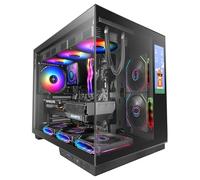 Mars Gaming MC-Mirage, Caja Gaming ATX, Pantalla LCD IPS 7,2” Personalizable, Cristal Templado Continuo Frontal y Lateral, Estructura Doble Cámara, Soporte Refrigeración Líquida hasta 360mm, Negro