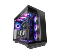 MARS GAMING MC-Rev, Caja Gaming ATX, Doble Cristal Templado, 3X Ventiladores ARGB Invertidos 12cm, Montaje Vertical de Tarjetas Gráficas, Torre PC con Soporte Refrigeración Líquida hasta 360mm, Negro