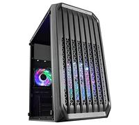 Mars Gaming MC-S2, Caja PC Compacta Gaming Micro-ATX, 2 Ventiladores FRGB Raibow con Rejilla Frontal, Ventana Lateral Completa, Negro