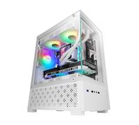 Mars Gaming MC-SE2, Caja Gaming MicroATX, Cristal Templado Lateral y Frontal Sin Marco, Ventilador FRGB 120mm, Estructura de Doble Cámara, Minitorre PC Compacta con Amplia Capacidad Interna, Blanco