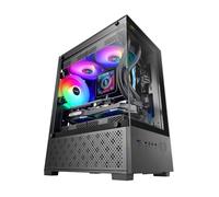 Mars Gaming MC-SE2, Caja Gaming MicroATX, Cristal Templado Lateral y Frontal Sin Marco, Ventilador FRGB 120mm, Estructura de Doble Cámara, Minitorre PC Compacta con Amplia Capacidad Interna, Negro