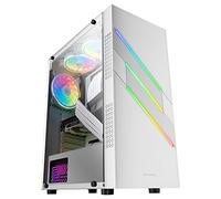 Mars Gaming MC-U3, Caja Semitorre Gaming XL ATX, Iluminación ARGB Frontal y Ventilador Trasero, Ventana de Cristal Templado, Soporte Líquidas 240mm, ATX/mATX/mITX, Blanco