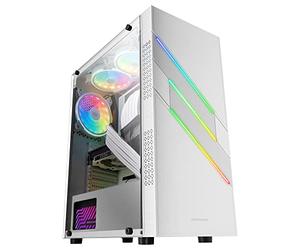 Mars Gaming MC-U3, Caja Semitorre Gaming XL ATX, Iluminación ARGB Frontal y Ventilador Trasero, Ventana de Cristal Templado, Soporte Líquidas 240mm, ATX/mATX/mITX, Blanco