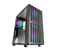 Mars Gaming MC-Vault, Caja Gaming ATX, 4X Ventiladores ARGB 120mm, Panel Frontal Mesh con Diseño Vertical, Ventana Lateral Cristal Templado, 3X Slots PCI Verticales, Semitorre PC Profesional, Negro