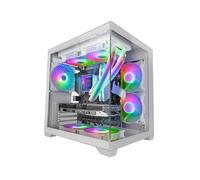 Mars Gaming MC-VIEW2, Caja Gaming MicroATX, Doble Cristal Templado Continuo Sin Marco, 1x Ventilador FRGB Trasero 120mm, Soporte Refrigeración Líquida hasta 240mm, Estructura de Doble Cámara, Blanco