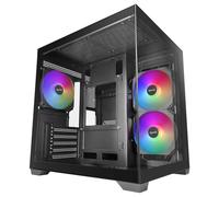 Mars Gaming MC-VIEW3, Caja PC MicroATX, Cristal Templado Panorámico, 3x Ventiladores ARGB 120mm, Doble Cámara, Soporte Refrigeraciones Líquidas hasta 240mm, Minitorre Compacta con USB-C, Negro o