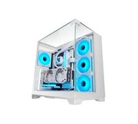 Mars Gaming MC-VISION, Caja Gaming ATX, Triple Cristal Templado Continuo Sin Marco, Estructura Doble Cámara, Compatible con Placas Base de Conector Inverso, Soporte Total Refrigeración Líquida, Blanco