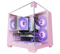 Mars Gaming MC-VISIONM, Caja Gaming Compacta MicroATX, Triple Cristal Templado, Estructura Doble Cámara, Soporte Refrigeración Líquida hasta 240mm, Minitorre PC con Amplia Capacidad Interna, Rosa