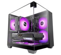 Mars Gaming MC-VISIONM, Caja Gaming Compacta MicroATX, Triple Cristal Templado, Estructura Doble Cámara, Soporte Refrigeración Líquida hasta 240mm, Minitorre PC con Amplia Capacidad Interna, Caja PC