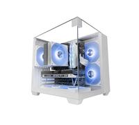 Mars Gaming MC-VISIONM, Caja Gaming Compacta MicroATX, Triple Cristal Templado, Estructura Doble Cámara, Soporte Refrigeración Líquida hasta 240mm, Minitorre PC con Amplia Capacidad Interna, Blanco