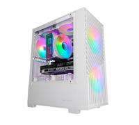 Mars Gaming MC- Vortex, Caja Gaming MicroATX, Frontal Mesh Geométrico, Ventana Lateral Cristal Templado, 3X Ventiladores FRGB Rainbow 120mm, Minitorre PC Compacta con Diseño Doble Cámara, Blanco