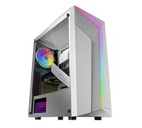 Mars Gaming MC-X7, Caja Gaming ATX, Frontal ARGB 12 Modos de Iluminación, Ventana Lateral Completa, Semitorre PC con Ventilador Trasero RGB 120mm, Blanco