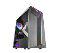Mars Gaming MC-X7, Caja Gaming ATX, Frontal ARGB 12 Modos de Iluminación, Ventana Lateral Completa, Semitorre PC con Ventilador Trasero RGB 120mm, Negro