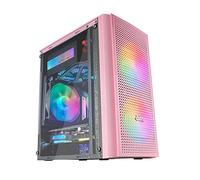 Mars Gaming MC300, Caja PC Gaming Compacta MicroATX/Mini-ITX, 3X Ventiladores 120mm FRGB, Frontal Malla Total-Mesh, Cristal Templado, Rosa