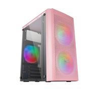 Mars Gaming - MC300P Rosa, Caja PC Micro ATX, Cristal Templado, Frontal MESH, 3xVentilador FRGB