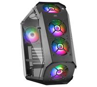 Mars Gaming MC51, Caja PC Gaming ATX, Diseño Vanguardista, Doble Ventana Cristal Templado, 5 Ventiladores Chroma RGB 12cm, Controladora ARGB con Mando a Distancia, Caja Premium Negro o Blanco