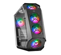 Mars Gaming MC51,Torre PC Gaming ATX, 5 Ventiladores 120mm Chroma ARGB, Controladora con Mando, Doble Cristal Templado, Refrigeración Avanzada, Negro