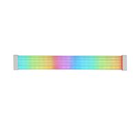 Mars Gaming MCA-16X, Cable de Alimentación ARGB 16PIN (8+8) PCIe para Tarjeta Gráfica, LEDs Ultra-brillantes, Iluminación ARGB Sincronizada, Cable Monocapa de Silicona Flexible con Tira de Luz Lateral