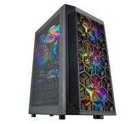 Mars Gaming MCMESH, Caja PC Gaming Compacta MicroATX, Diseño Frontal Total Mesh, 3 Ventiladores FRGB 120mm, Cristal Templado, Negro