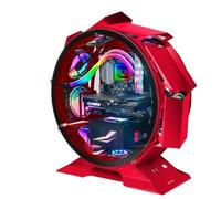 Mars Gaming MCORB, Caja de Ordenador Gaming Micro-ATX XL, Diseño Circular Custom, Doble Cristal Templado, Chasis PC, Rojo