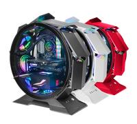 Mars Gaming - Caja Gaming MCORB - Micro-ATX XL, Diseño Circular, Doble Cristal Templado - Rojo