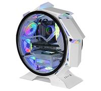 Mars Gaming MCORB, Caja PC Gaming Micro-ATX XL, Diseño Circular Custom, Doble Cristal Templado, Chasis PC, Blanco