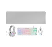 Mars Gaming MCP-RGB3, Idioma Español, Pack RGB Teclado Fixed, Ratón Flow 3200 dpi, Auriculares Over-Ear, Alfombrilla XXL, Blanco