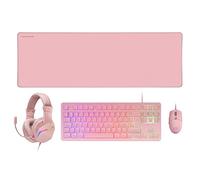 Mars Gaming MCP-RGB3, Idioma Español, Pack RGB Teclado Fixed, Ratón Flow 3200 dpi, Auriculares Over-Ear, Alfombrilla XXL, Rosa