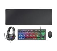 Mars Gaming MCP-RGB3, Pack Gaming Teclado Fixed RGB + Ratón Gaming RGB Flow 3200 dpi + Auriculares Over-Ear RGB + Alfombrilla XXL, Negro, Idioma Francés