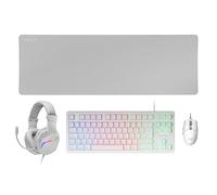 Mars Gaming MCP-RGB3, Pack Gaming Teclado Fixed RGB + Ratón Gaming RGB Flow 3200 DPI + Auriculares Over-Ear RGB + Alfombrilla XXL, Blanco, Idioma Portugués