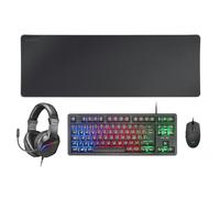 Mars Gaming MCP-RGB3, Idioma Español, Pack RGB Teclado Fixed, Ratón Flow 3200 dpi, Auriculares Over-Ear, Alfombrilla XXL, Rosa
