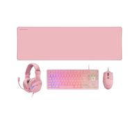 Mars Gaming MCP-RGB3, Idioma Español, Pack RGB Teclado Fixed, Ratón Flow 3200 dpi, Auriculares Over-Ear, Alfombrilla XXL, Rosa