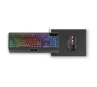 Mars gaming MCP124 Combo Gaming 3en1, Teclado Ergonómico H-Mech LED RGB, Ratón RGB 3200DPI Switches HUANO, Alfombrilla Nanotextil 360x260mm, Compatibilidad Multiplataforma, Combo PC Negro o Blanco con