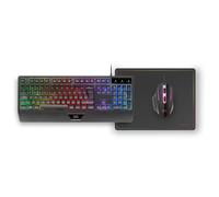 Mars Gaming MCP124 Combo 3 en 1 Teclado Ergonómico RGB+ Ratón Gaming + Alfombrilla | Pack Gaming Teclado, Ratón y Alfombrilla