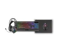 Mars Gaming MCP124PRO Combo RGB 4en1 Teclado H-Mech Ratón Auriculares Alfombrilla Español Negro