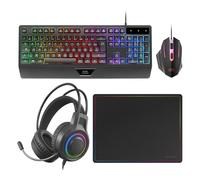 Mars Gaming MCP124PRO, Combo Gaming 4en1, Teclado RGB H-Mech con Reposamuñecas, Ratón RGB 3200DPI y Switches HUANO, Auriculares FRGB, Alfombrilla Nanotextil 36x26cm, Compatibilidad Multiplataforma,