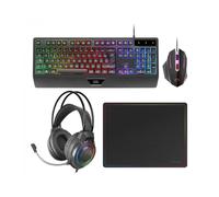 Mars Gaming MCP124PRO Combo RGB 4en1 Teclado H-Mech Ratón Auriculares Alfombrilla Español Negro