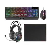 Mars Gaming MCP124PRO Combo RGB 4en1 Teclado H-Mech Ratón Auriculares Alfombrilla Español Negro