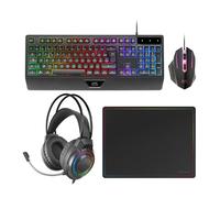 Mars Gaming MCP124PRO, Español, Combo Gaming 4en1, Teclado RGB H-Mech con Reposamuñecas, Ratón RGB 3200DPI y Switches HUANO, Auriculares FRGB, Alfombrilla Nanotextil 36x26cm, Multiplataforma, Negro